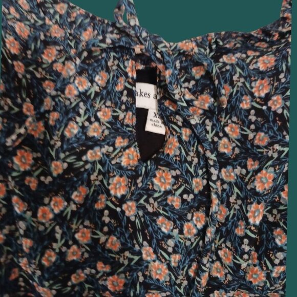 Cupcakes & Cashmere Azura  Floral Ruffle Mini Dress Black & Peach Xsmall - Picture 5 of 16